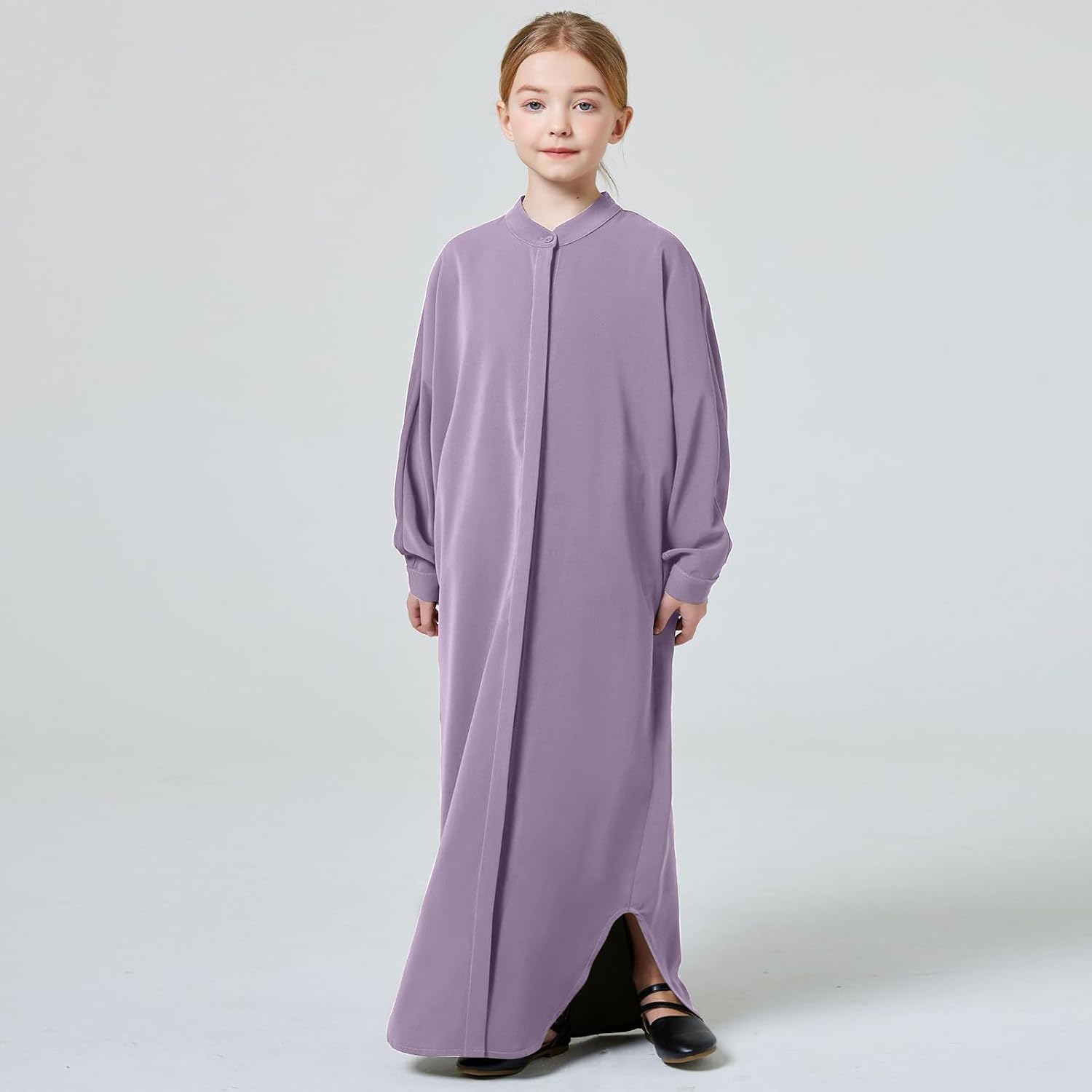ODIZLI Girls Ramadan Abaya Muslim Batwing Sleeve Long Shirt Prayer Dress Kaftan Dubai Islamic Loose Maxi Dress
