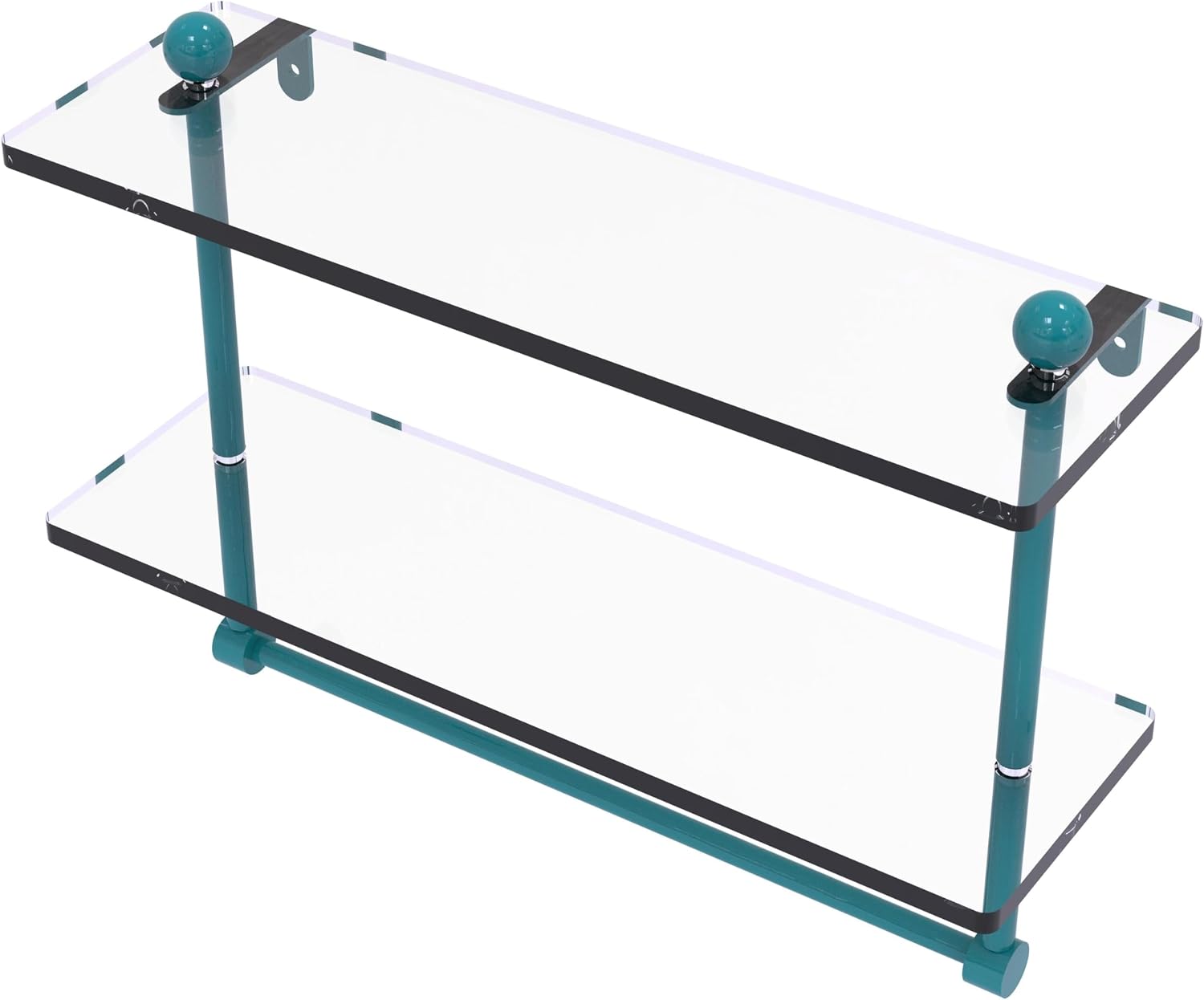Allied Brass PR-2/16TB 16 Inch Two Tiered Integrated Towel Bar Glass Shelf, Oil Rubbed Bronze