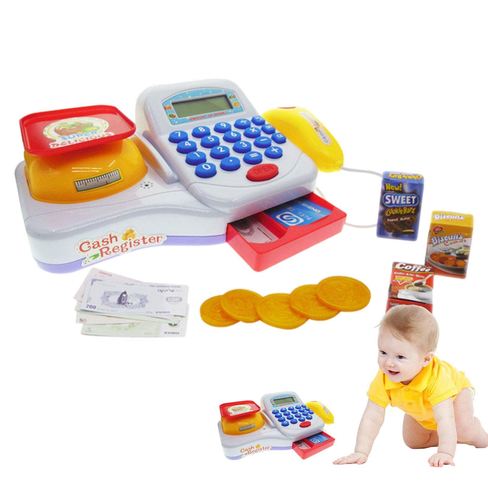 Yazarkasa Oyuncak | Çocuklar İçin Para Oyna Mağazası,Mikrofon Hoparlörlü Stem Oyuncak ve Çocuklar İçin Para Oynama Bakkal Süpermarket Playset Lovoice