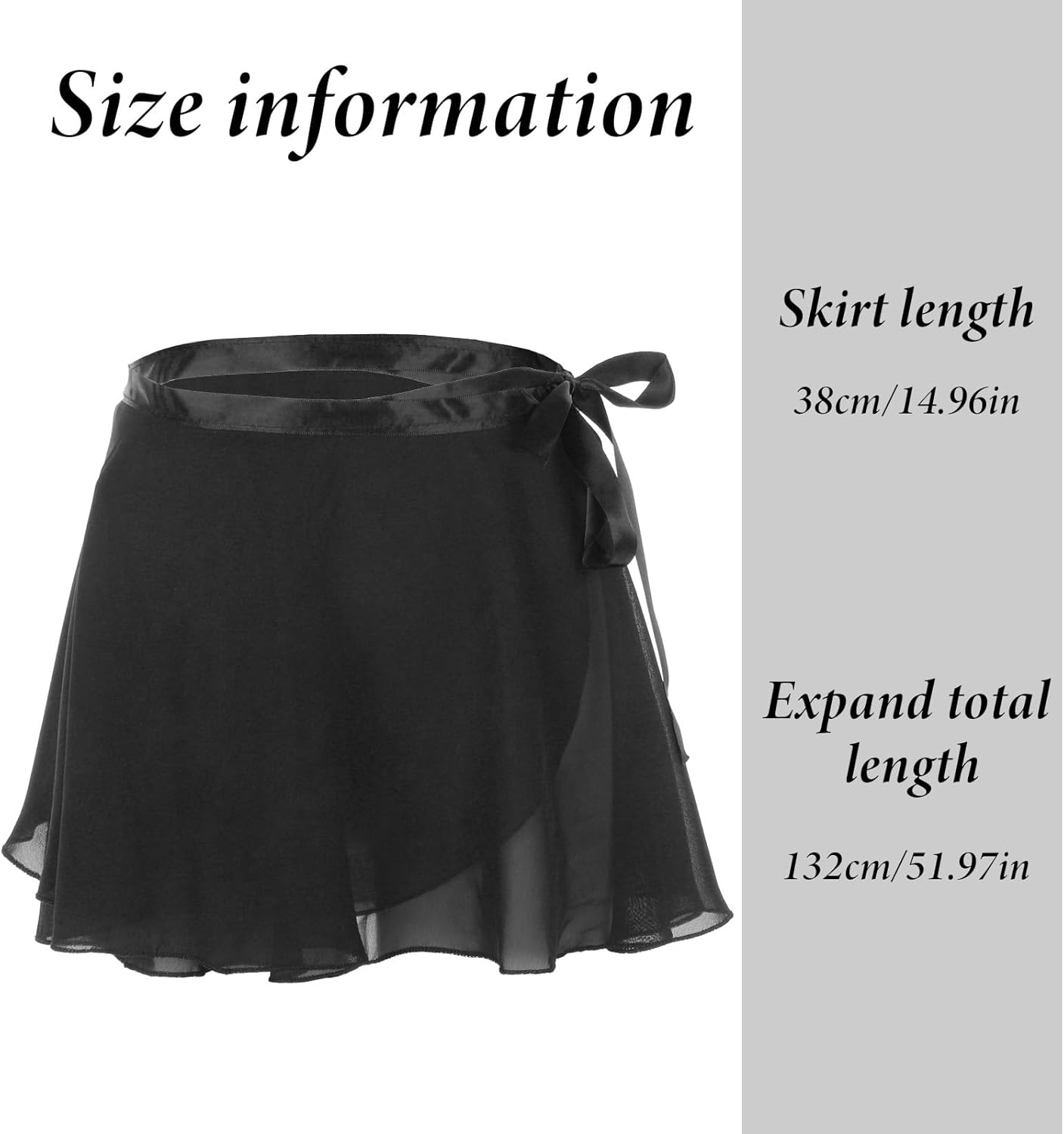 Black Girls Women Ballet Wrap Skirt, Women's Ballet Wrap Skirts with Adjustable Waist Tie Sheer Chiffon Dance Over Scarf for Leotards - Image 4