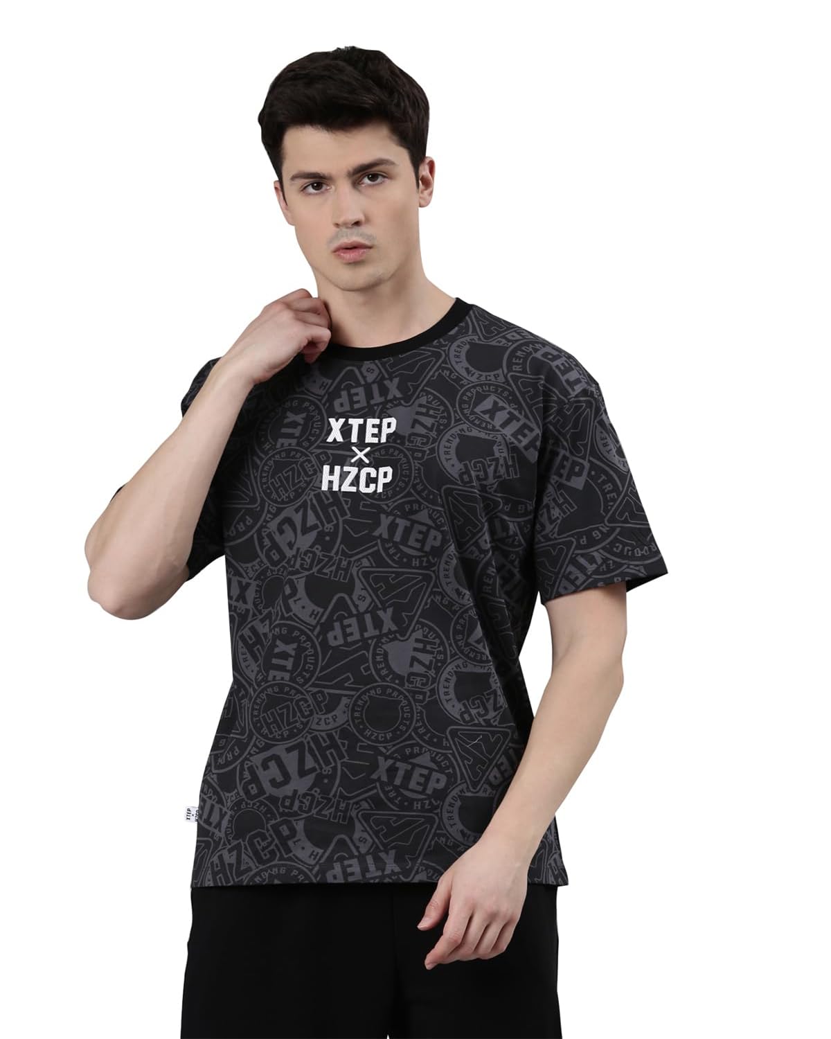 XTEP Men's Sports T-Shirt, Casual Gym T-Shirt in Comfortable Printed Premium Cotton for Active Workouts, Men's Short-Sleeve Activewear Tee-picture-25