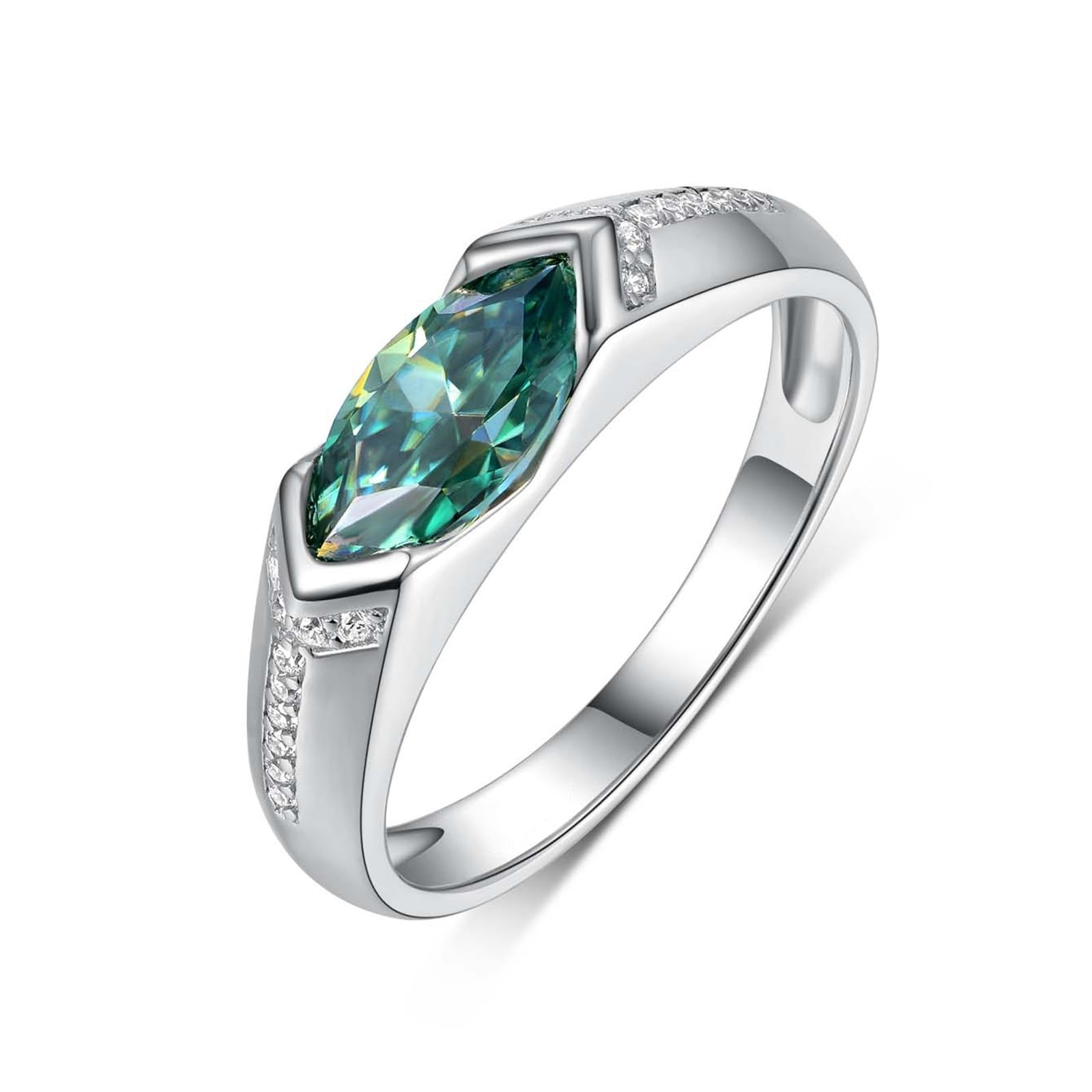 Moissanite pierścionek z białego złota, obrączka ślubna, pierścionek damski, z prawdziwego złota, pierścionek zaręczynowy z moissanite, 1 ct dla kobiet