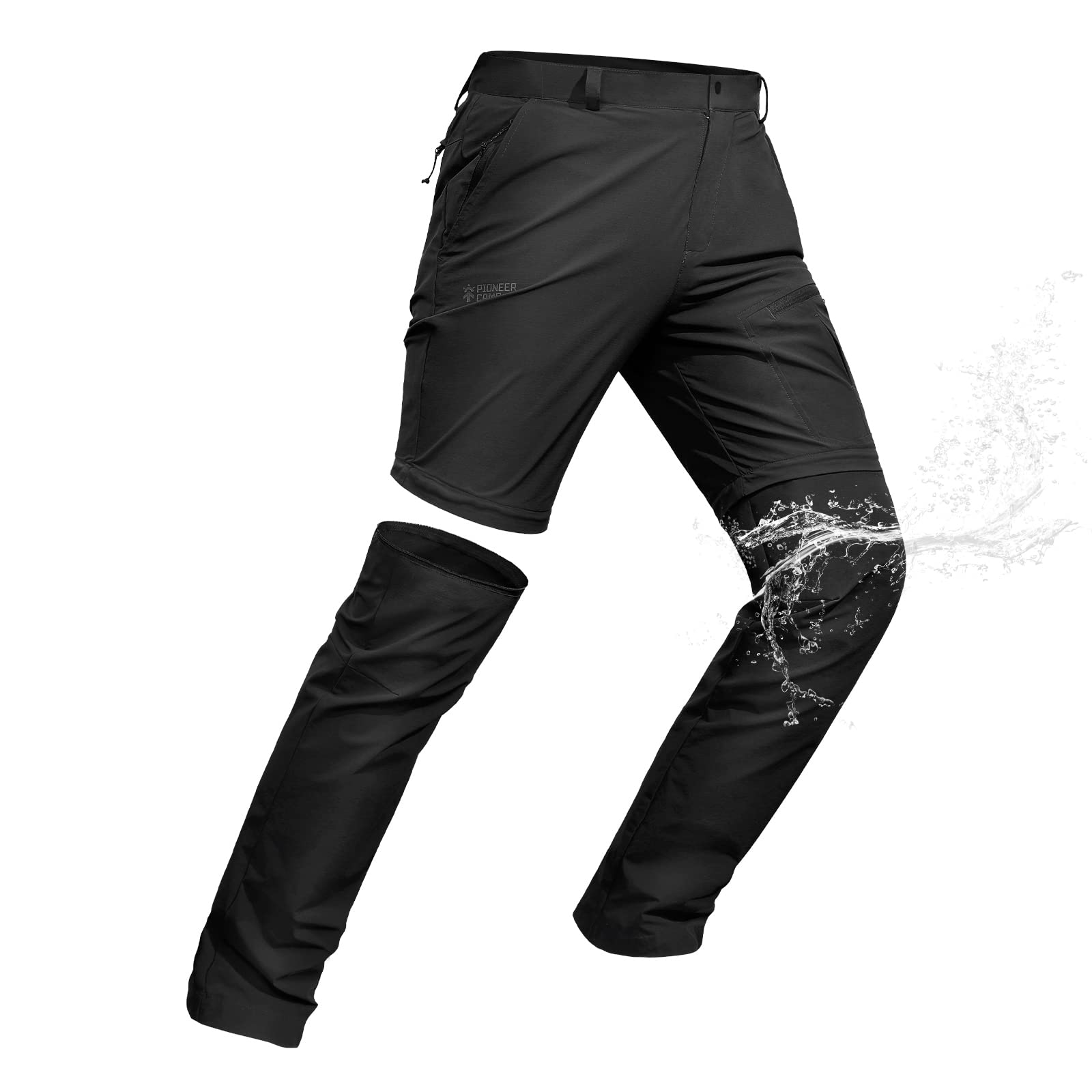 Pioneer CampMen's Outdoor Convertible Hiking Pants Waterproof Quick Dry Fishing Pant Zip Off Work Trousers