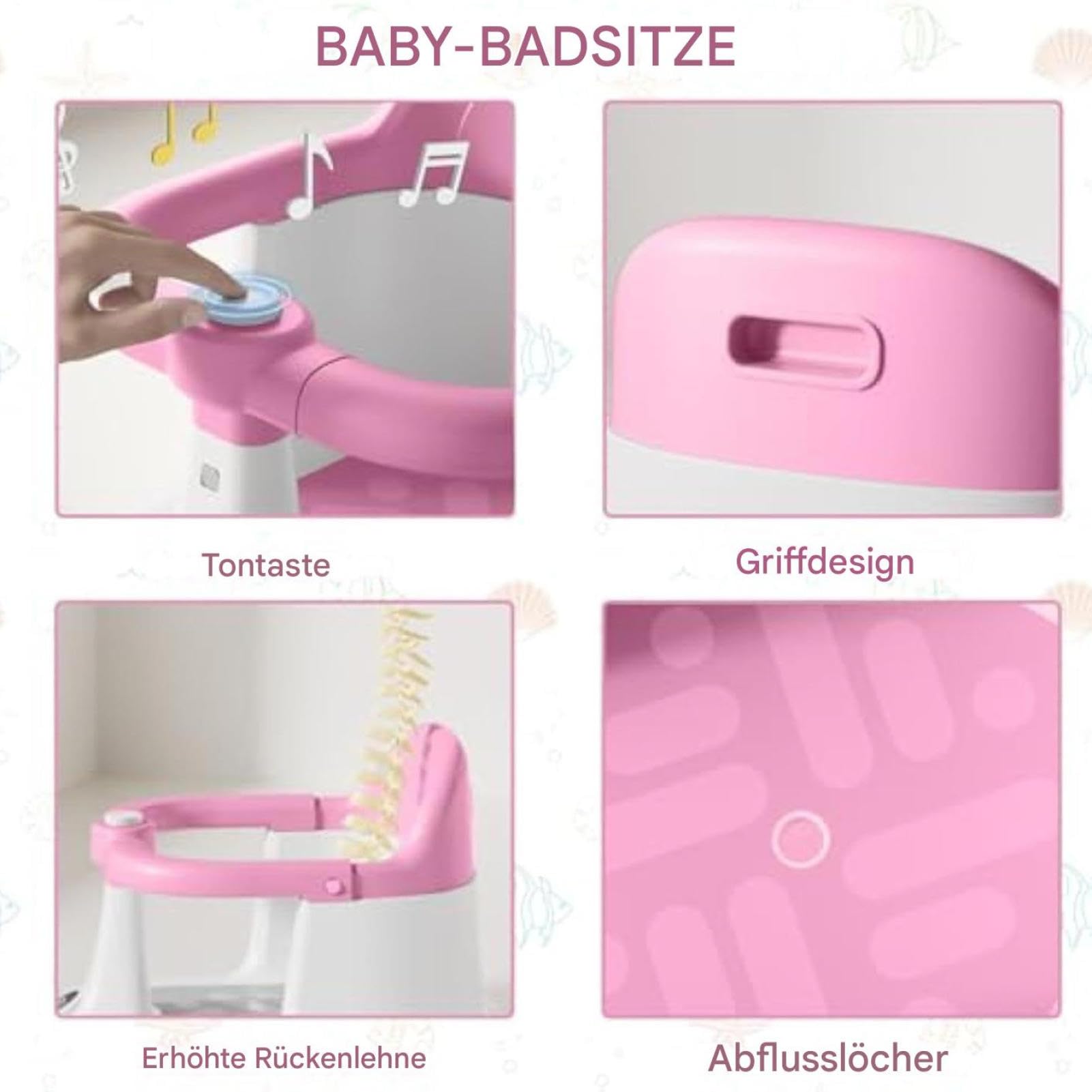 Seggiolino da Bagno per Bambini Supporto Antiscivolo con Ventose per il