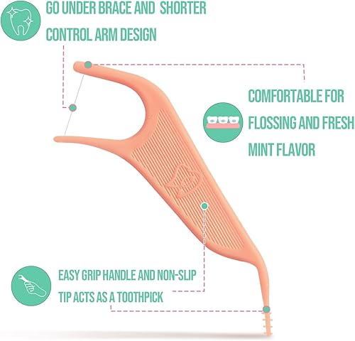 Miniatura 9 de Dr. Emma Hilo dental de ortodoncia para aparatos ortopédicos, púas de hilo dental Ortho, sabor a menta, 60 unidadesbolsa (gris, paquete de 2)