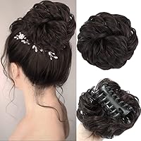 Vista 18 de 2 piezas de Extensiones de Cabello Estilo Moño Despeinado, QIAORUIXIN Extensiones de Cabello Superlargas Estilo Moño Alborotado, Envoltura Ondulada