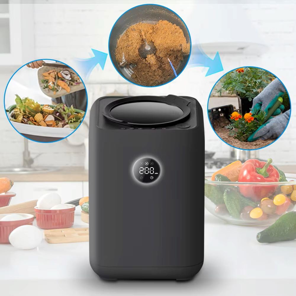 Quick.Simple.Easy SEQ - Macchina per compostaggio di rifiuti alimentari da cucina, 3 l, display digitale, inodore e veloce fino al 90% di riduzione