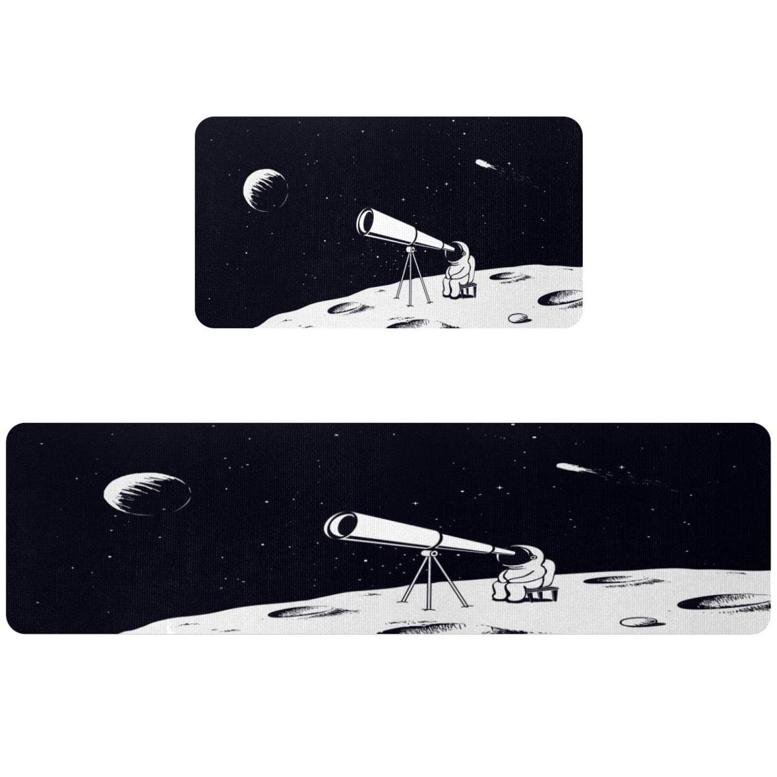 Alfombrillas de cocina VAPOKF con diseño de astronauta luna juego de 2 alfombras lavables