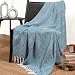 RAJRANG BRINGING RAJASTHAN TO YOU Primitive Rustic Throw Blanket with Decorative Tassel - 100% Cotton Throws Geometric Woven Soft Patio Comfy Blankets - Teal Blue - 50 x 60 Inches