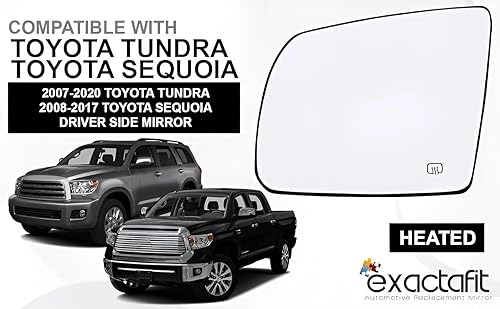 Miniatura 8 de Espejo lateral del pasajero de repuesto para Toyota Tundra 2007-2020, Sequoia 2008-2017, espejo retrovisor derecho calefactable con placa trasera