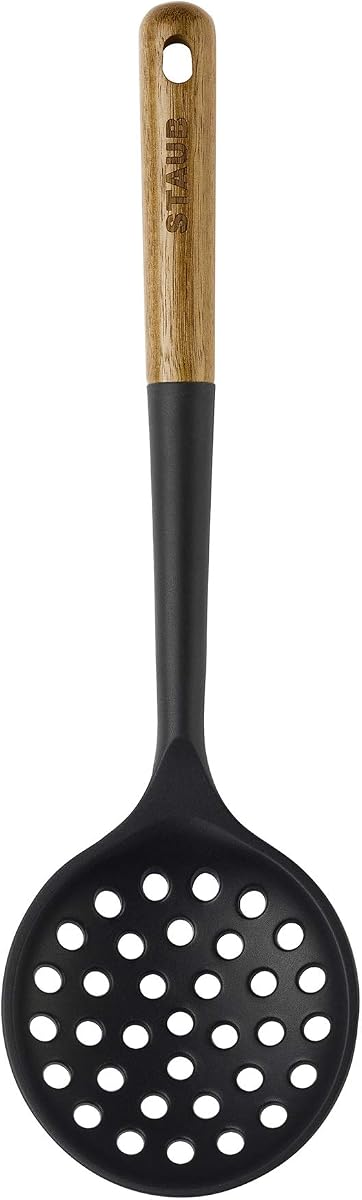 Silicone with Wood Handle Cooking Utensil, Skimming Ladle | BPA Free Silicone Skimming Ladle, Heat-Resistant Silicone Head, Durable Acacia Wood Handle. Safe for All Cookware Surfaces.