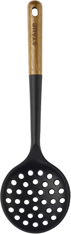 Silicone with Wood Handle Cooking Utensil, Skimming Ladle | BPA Free Silicone Skimming Ladle, Heat-Resistant Silicone Head, Durable Acacia Wood Handle. Safe for All Cookware Surfaces.