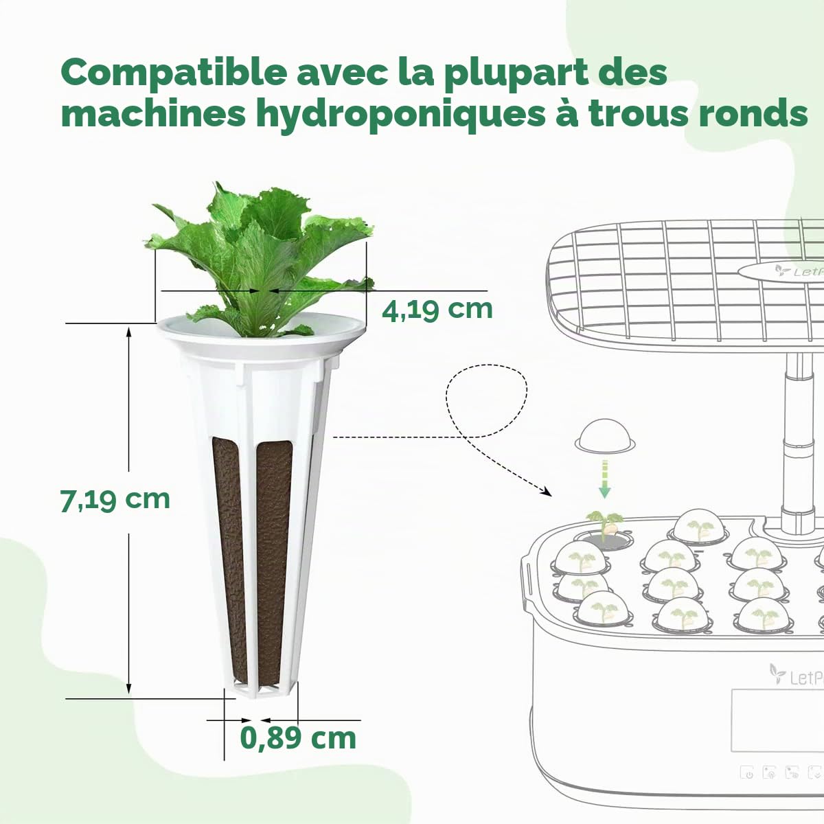 LetPot Kit de 172 capsules de semences, éponges de culture hydroponique, kit de culture hydroponique avec 60 éponges, 2 nutriments, 25 paniers, 60 autocollants, 25 dômes de germination
