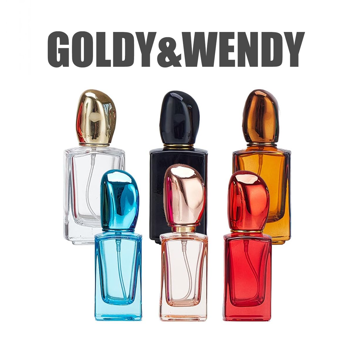 GOLDY&WENDY Tragbare Glas-Sprühflaschen für Duft, Mini-Parfüm-Reiseflaschen, leer, nachfüllbar, Parfümzerstäuber, feiner Nebel, 6 Stück