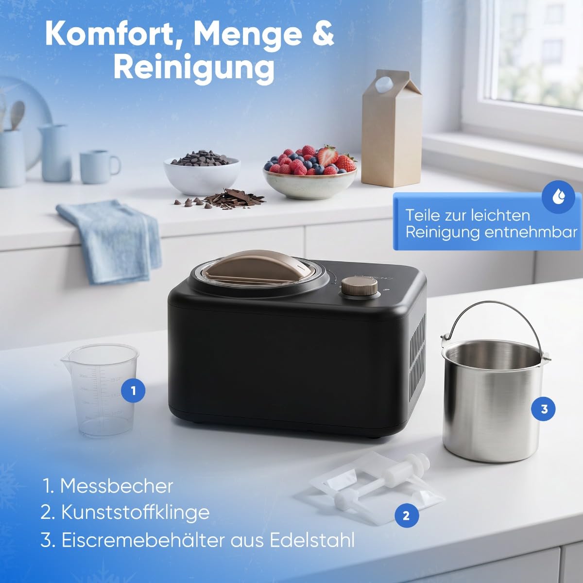 Clatronic® Eismaschine mit Kompressor | Eis in 60 min. | ohne Vorkühlen