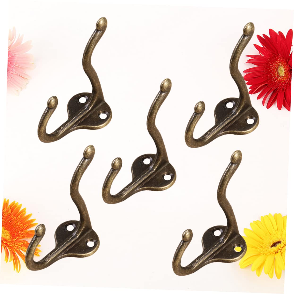 WOONEKY 15piezas Ganchos Retro De Pared Para Ropa Toallas y Accesorios Diseño Vintage De Doble Orificio Fácil Instalación Para Hogar y Oficina