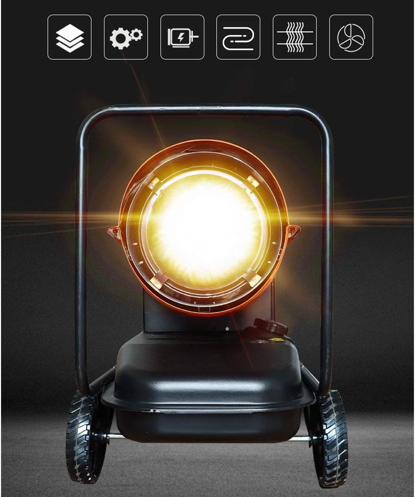 Industrial Kerosene Diesel Space Heater,Halogen Heater with Wheels,Easy to Move,for Workshop,Greenhouse,Breeding Farm (White 50kw)