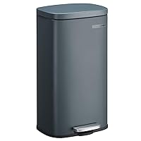 Vista 17 de SONGMICS Bote de basura de 13 galones (50 L), cubo de basura de cocina de acero inoxidable, cubo de reciclaje o basura, cierre suave, pedal Negro