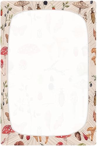 Miniatura 3 de Kigai Fitted Crib Sheet for Boys & Girls Mushroom Print Soft Breathable Unisex Baby Sheets for Standard Crib and Toddler Mattresses 39 x 27 in