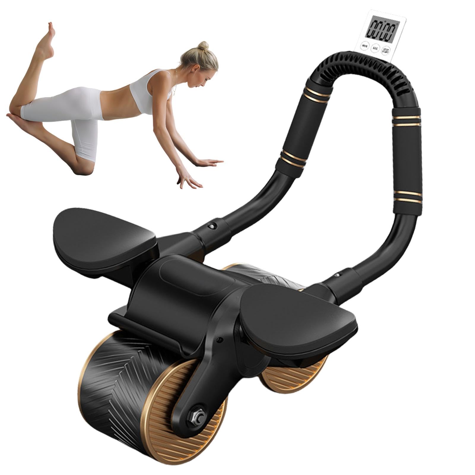 Ab Wheel Roller – Rueda de ejercicio AB Roller | Rodillo AB con soporte para codo y temporizador | Cilindro de rueda abdominal portátil | Abs rueda Roller | Abs Damen Herren Home Gym