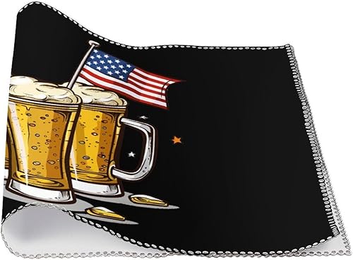 Miniatura 3 de Beer American Flag Placemats Set of 6 Resistant Table Mats Washable Place Mats for Dinner Party Table Decoration