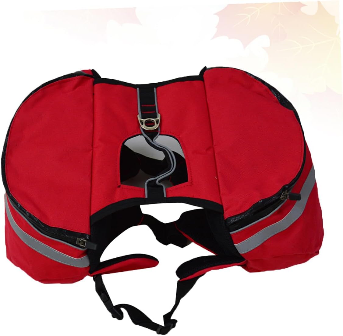 ORFOFE Dog Sports Backpack for Travel and Hiking Breathable Oxford Fabric with Side Pockets Reflective Safety Band Rear Leash Hook Harness Red Saddlebag for Camping