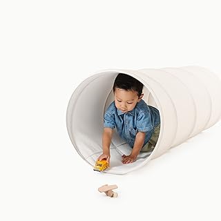 Gathre Premium Play Tunnel for Kids (19.5-inch Wide, 60-inch Long) Wipeable & Water Resistant Pop Up Crawl-Through Play Tent for Toddlers | Easy to Fold with Leather Ties for Compact Storage (Ivory)