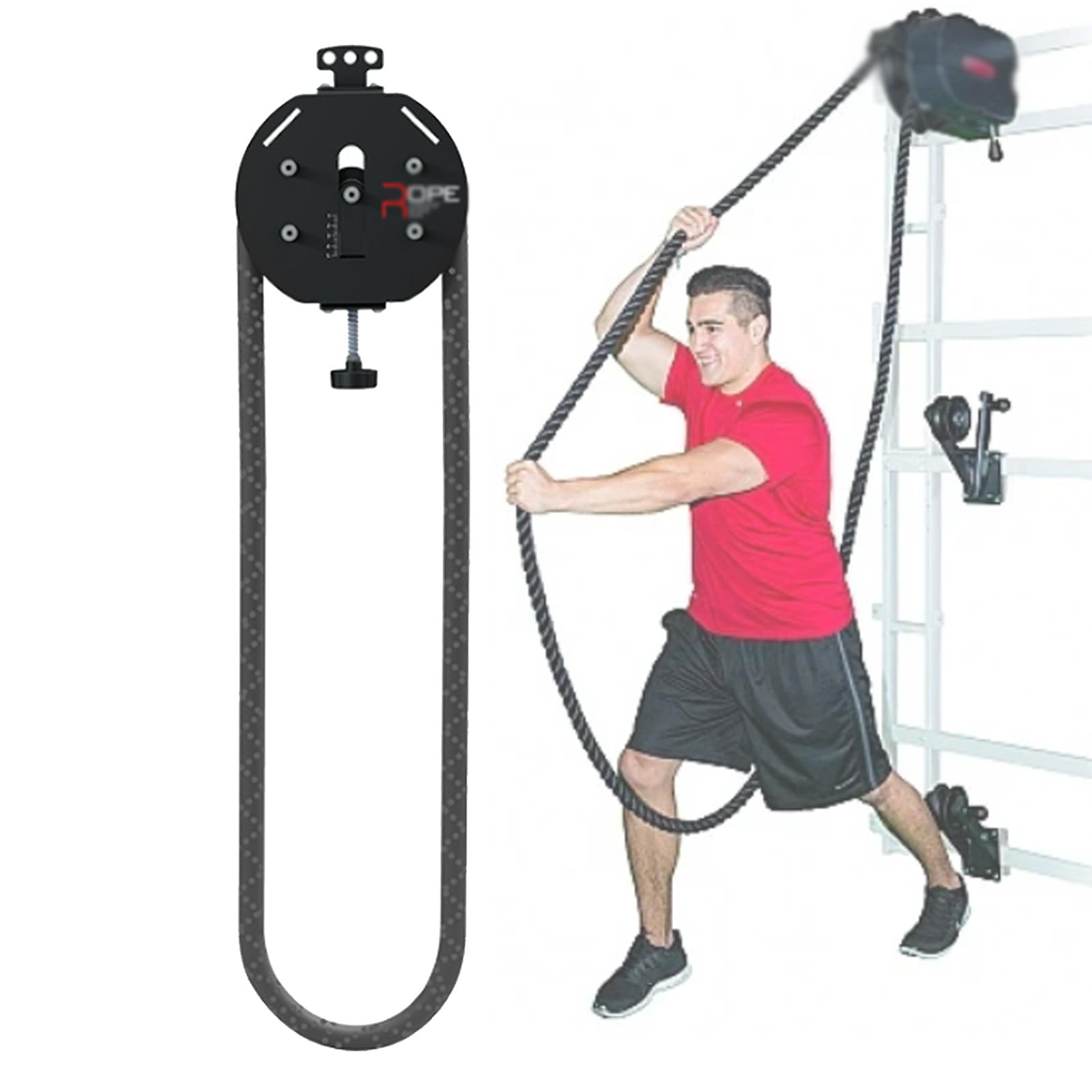 ZyKnaurral Endless Rope Trainer Machine for Home,Gym Pull Rope Machine, Cable Pulley System with Adjustable Resistance & Premium Nylon Rope Black