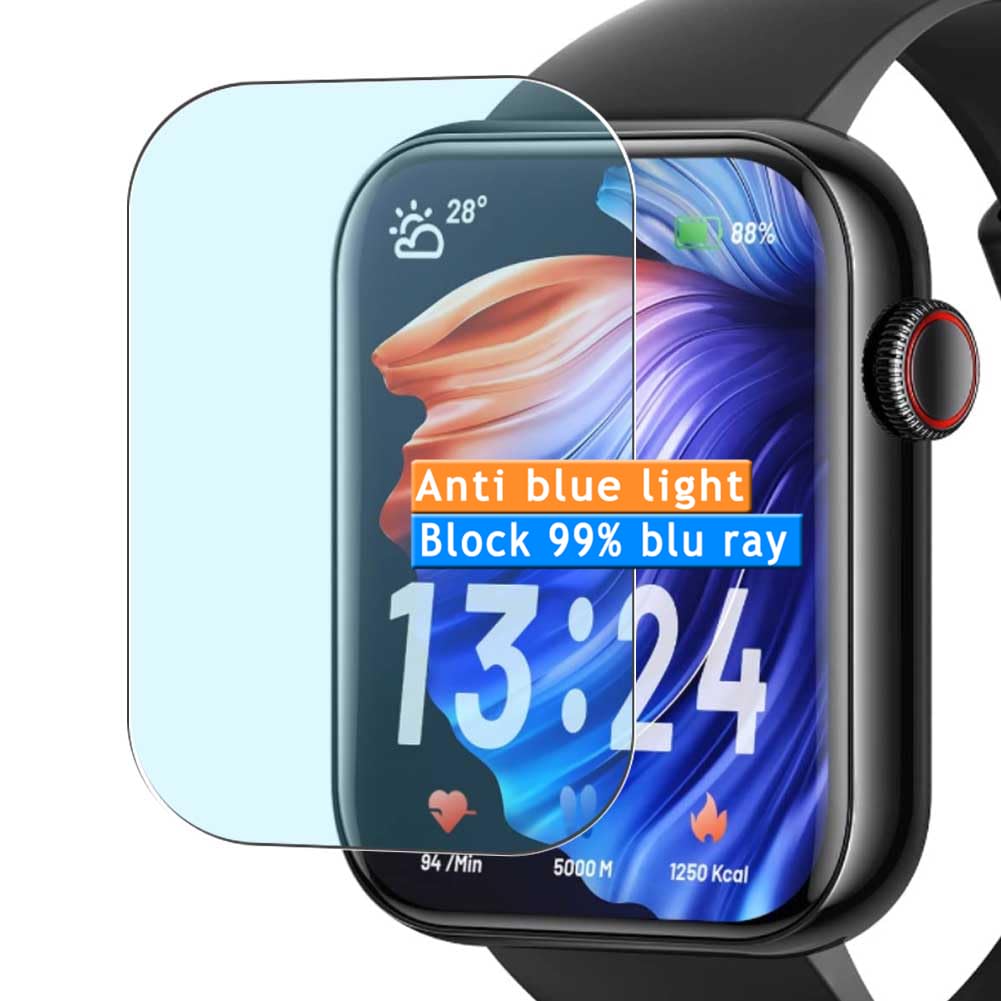 Vaxson 3-Pack Anti Blue Light Screen Protector, compatible with Cakuja I52 1.85" Smart Watch smartwatch, TPU Guard Film Protectors Sticker [NOT Tempered Glass]