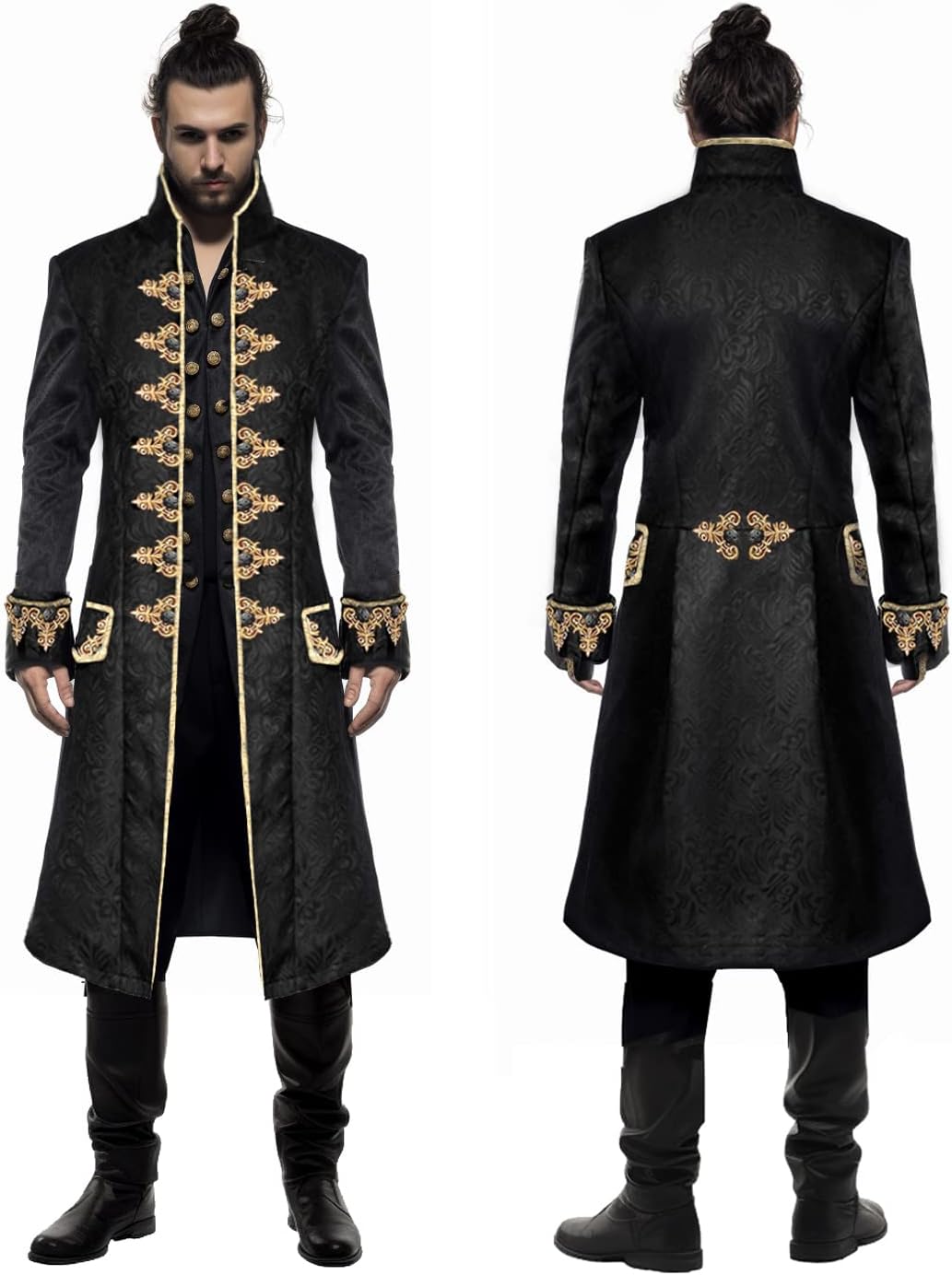 Men's Steampunk Vintage Tailcoat Jacket Gothic Victorian Frock Coat Uniform Halloween Costume - Image 6