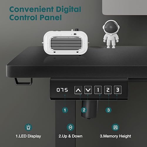Miniatura 5 de Smug Escritorio de pie eléctrico de altura ajustable, mesa de computadora para sentarse y levantarse de pie, 63 x 24 pulgadas, ergonómica elevación