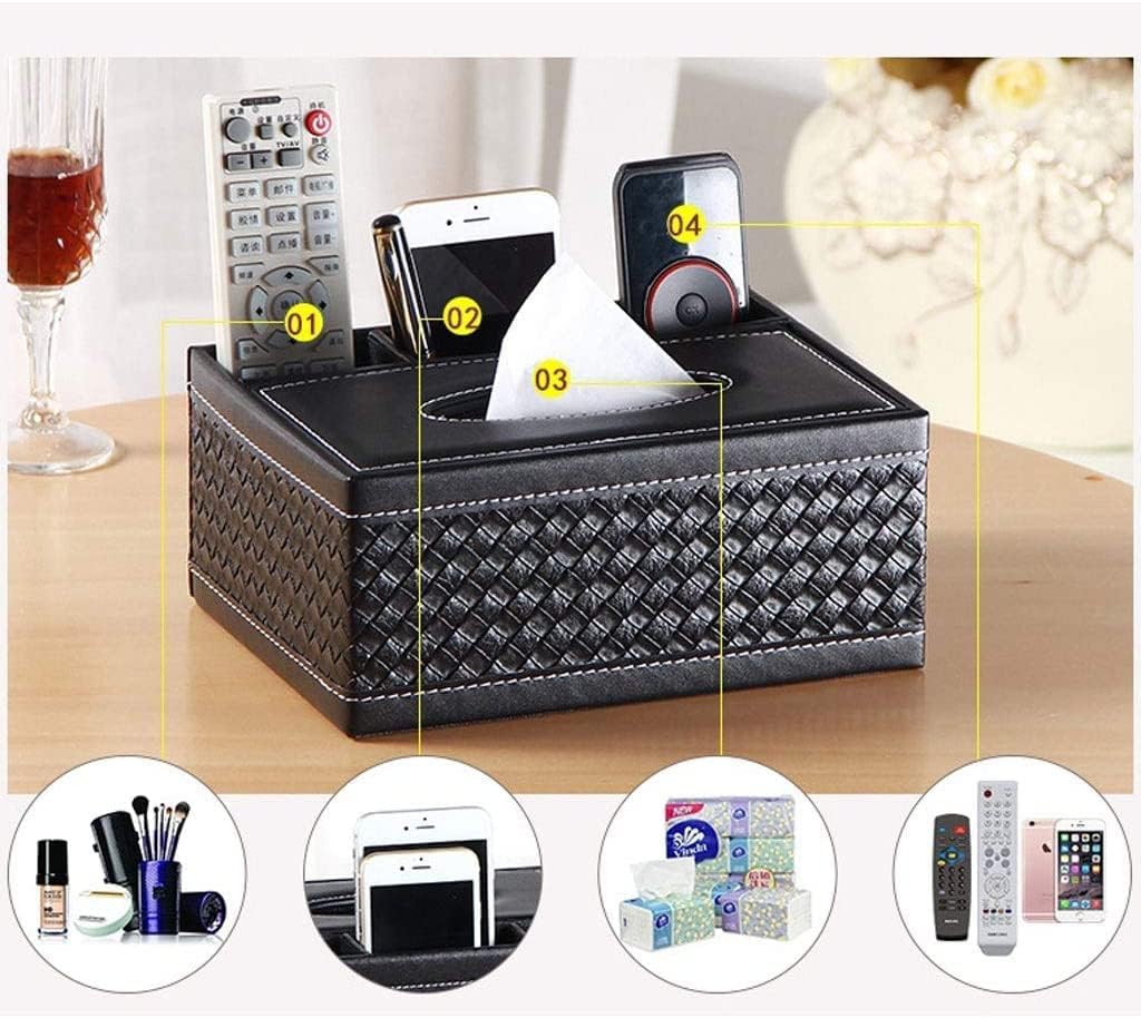 Tissue Box Cover Holder Multi-Purpose Tissue Box Home Living Room Desktop Remote Control Storage Box Leather Paper Box Napkin Box Toilet Paper Holder Case Dispenser (Color : E)