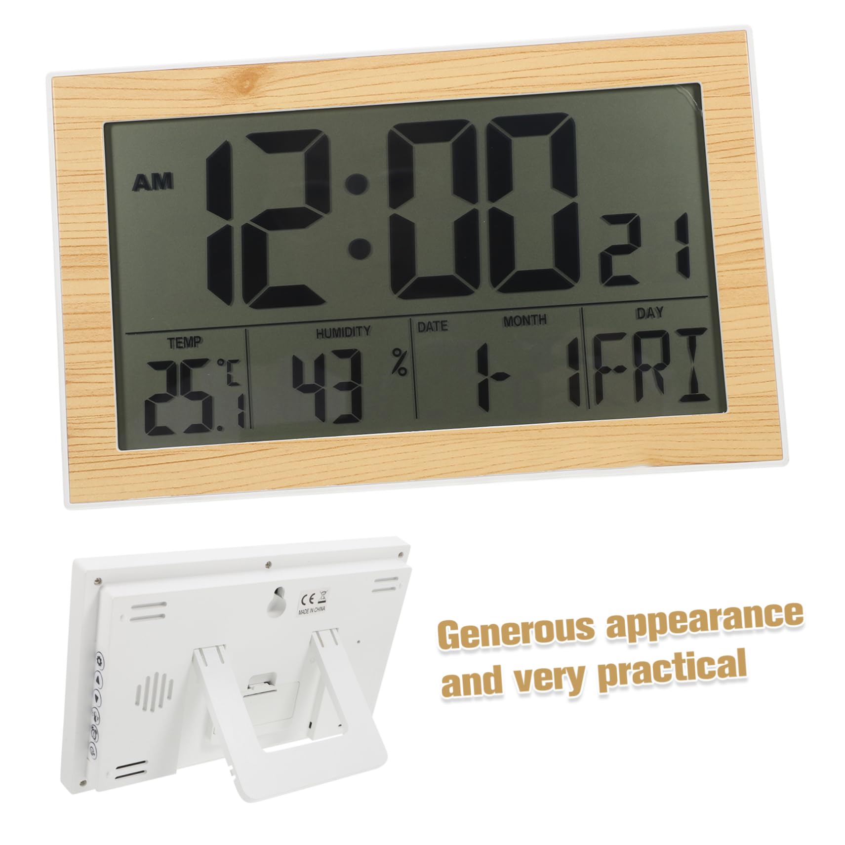 ABOOFAN Orologio Digitale da Parete Termometro Automatico Display Grande Design in Abs Leggero e Compatto per Soggiorno e Camera