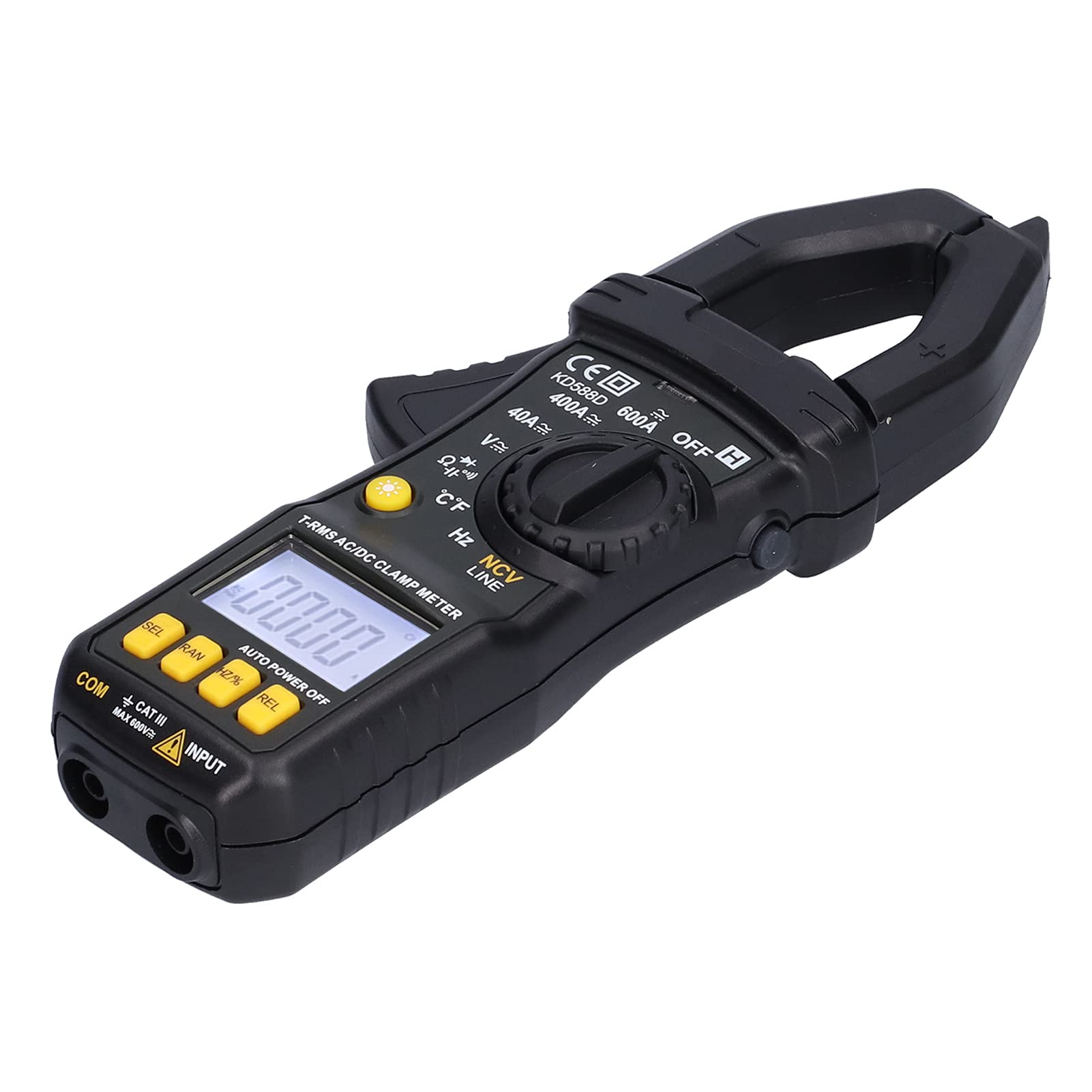 KD588D Pinza Amperimétrica Digital Voltímetro RMS Verdadero Preciso con Detección NCV para Pruebas Eléctricas Diseño Compacto, Liviano y Portátil
