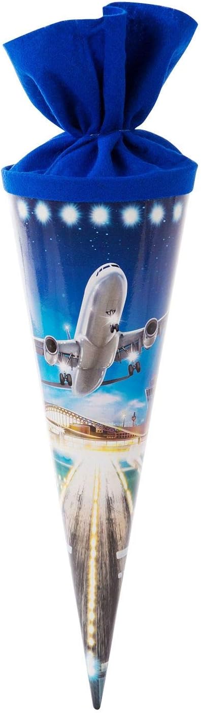 goldbuch 93 067 Aeroplane Sibling School Cone with Sugar Bag 35 cm Varnish Cardboard Gift Box for Many Occasions, Multicoloured