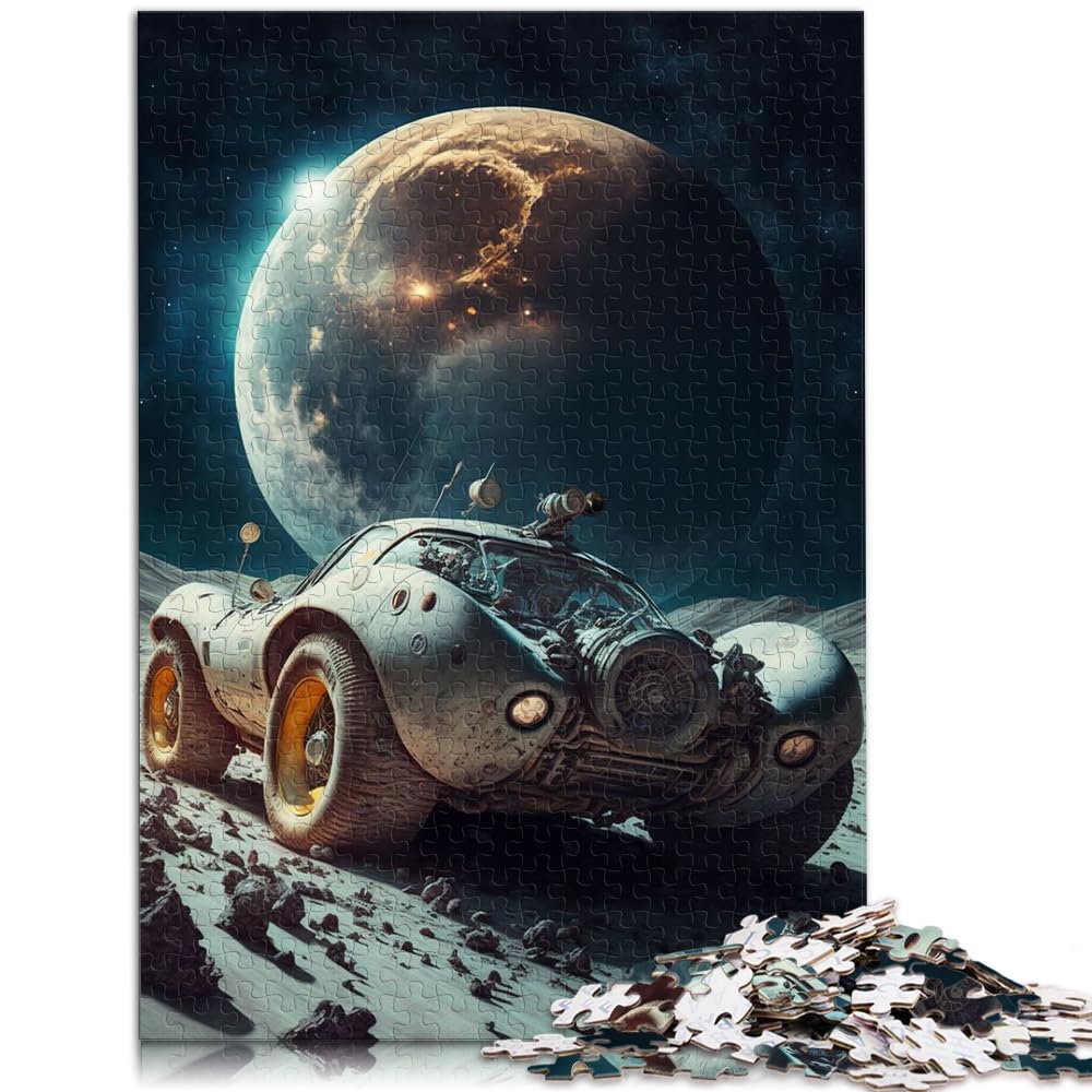 Vintage Car On The moon 1000 Large Piece Jigsaw Puzzle for Adults Wooden Jigsaw Puzzles Game Toys 19.7x29.5inch