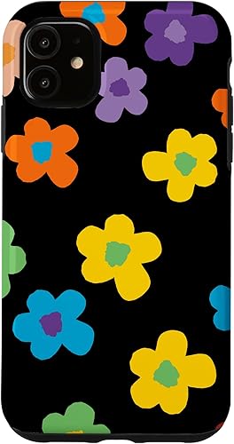Miniatura 1 de Funda amarilla con diseño de flores silvestres multicolor para iPhone 11