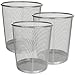 ASelected Lot de 3 Poubelle Métal Maille Bureau 12 Litres, Corbeille à Papier Metal, Poubelle en Acier Inoxydable pour Bureau, la Salle d'étude, la Salle de Séjour, la Chambre- Argent