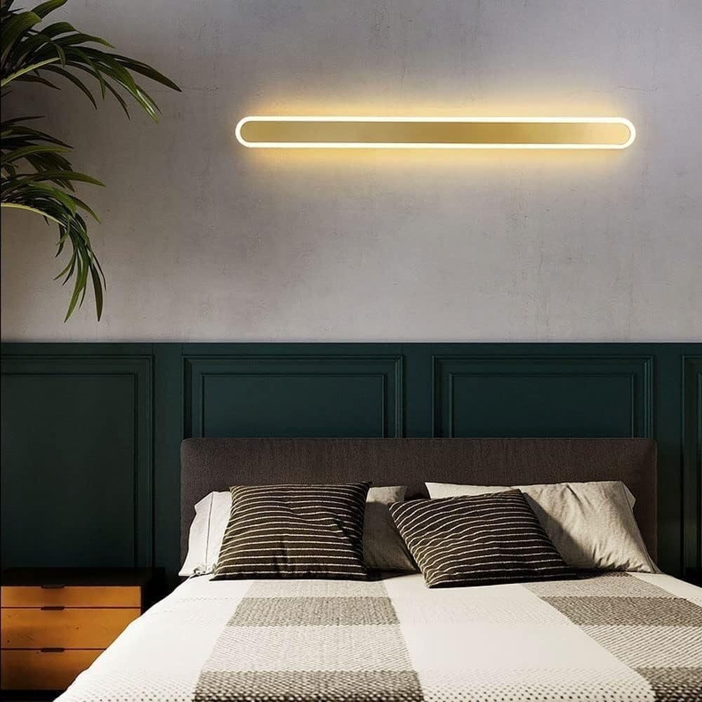 Złota liniowa lampa sufitowa, czarna lampa ścienna LED, ściemniana lampa do przedpokoju LED, biała, długa liniowa lampa sufitowa, lampa wisząca - złota - 80 cm