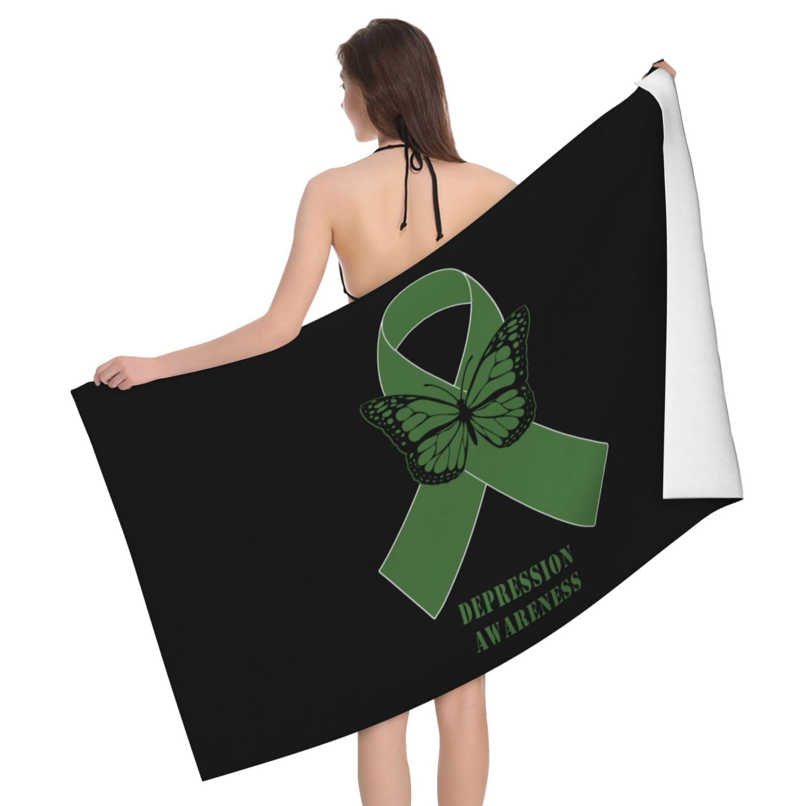 HLBSDM Microfiber Depression Awareness Beach Towel Quick Dry Soft Sand Free Beach Towels for Pool Swim Beach Lightweight Thin Towels