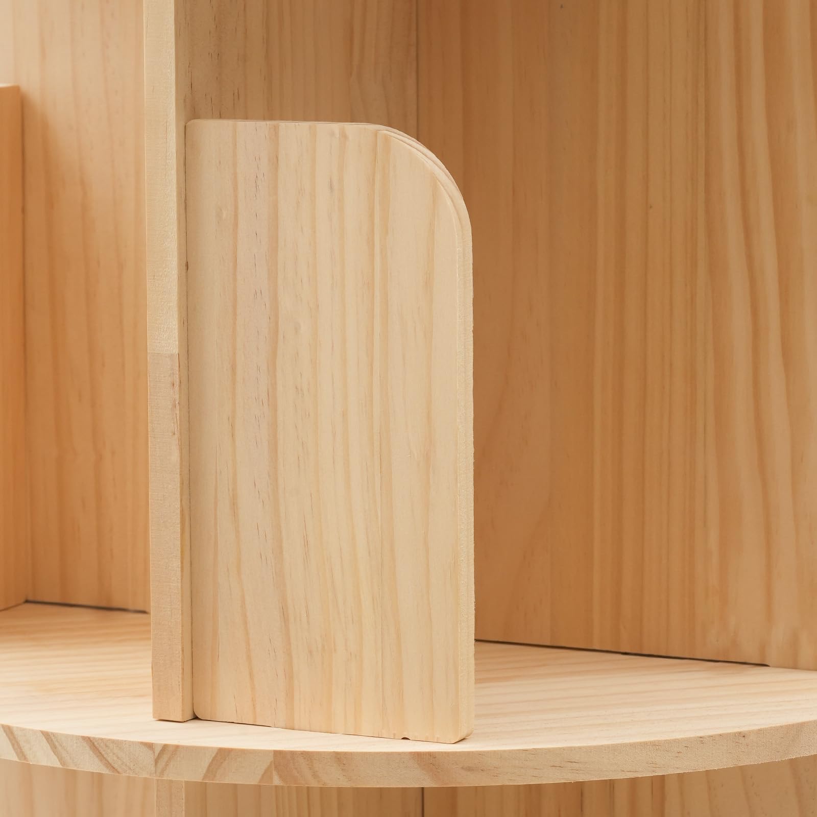Libreria girevole in legno massello con display a 360 gradi, scaffale multifunzione con base e 4 scomparti, scaffale girevole in legno per libri