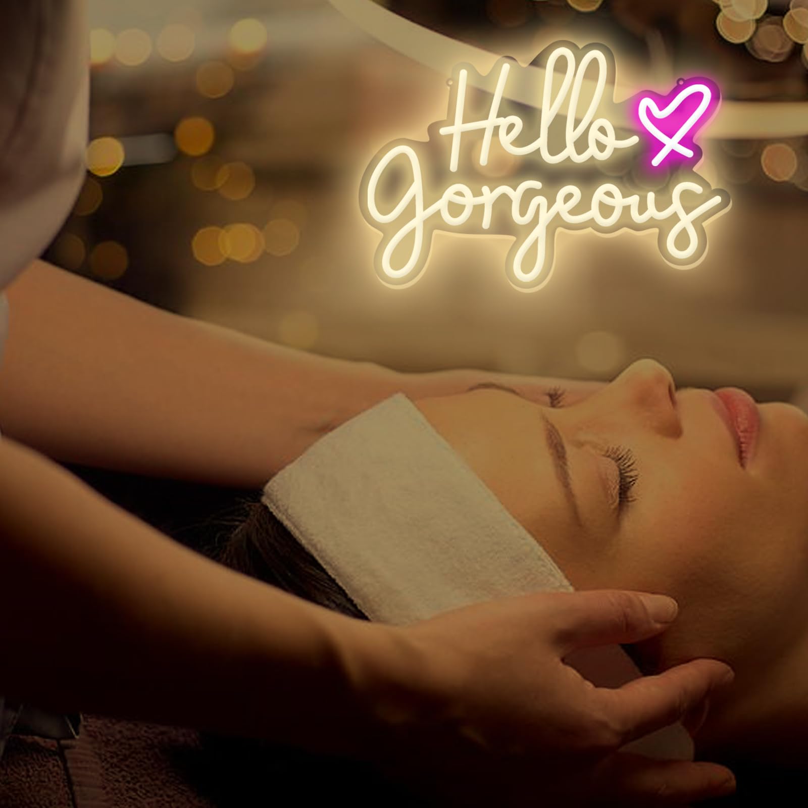 JWGUTS Panneau Lumineux Hello Gorgeous Avec Interrupteur à Variateur D