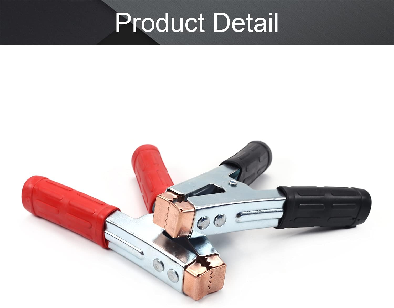 Fielect 2Pcs 500A Heavy-Duty Insulated Alligator Clips Battery Cable Clips Battery Crocodile Electrical Test Clamps Battery Charger Clamp for Car Auto Vehicle Boat, Red Black