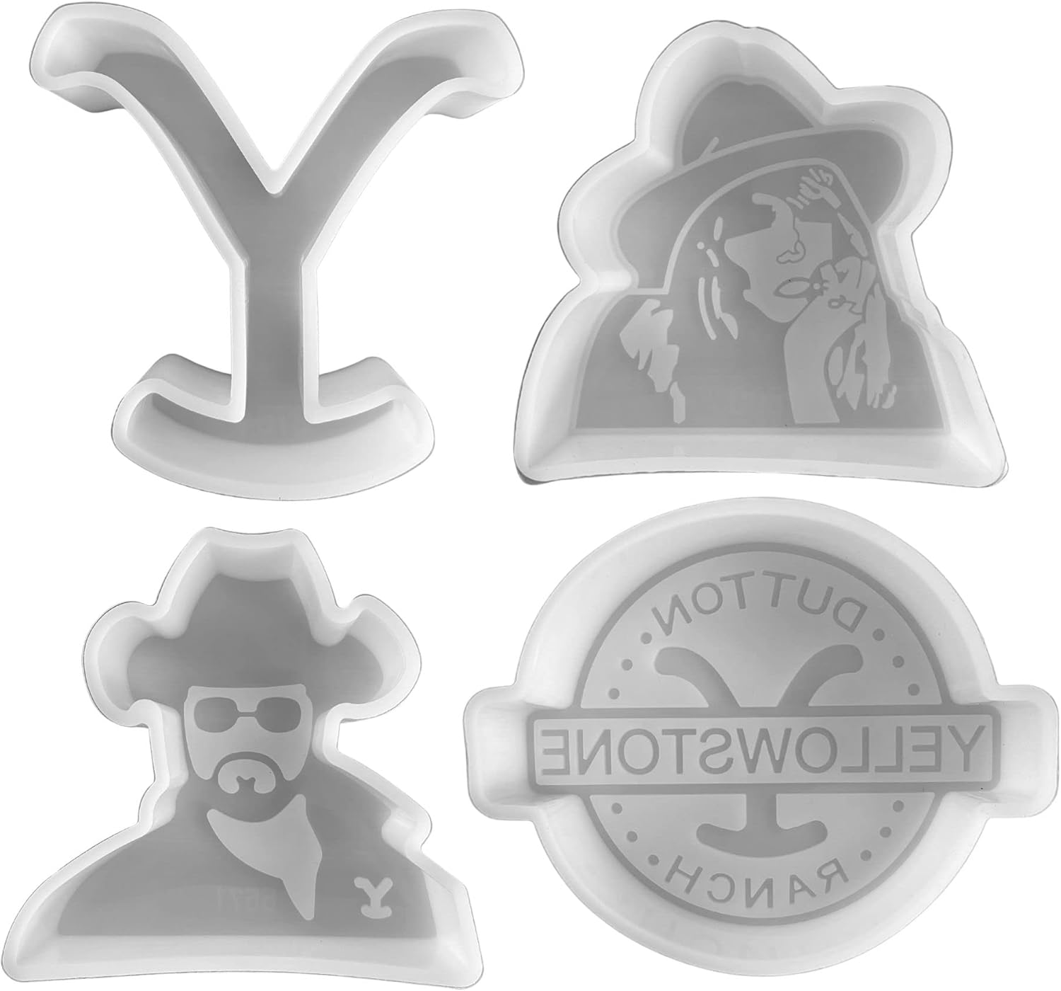 4 Pack Y Cowboy Silicone Freshie Molds | Cowboy Rip, Beth, Y, Dutton Button Silicone Mold for Freshies, Craft Mold for Epoxy, Silicone Mold for Soap | Send Rip | Oven Safe Freshie Molds