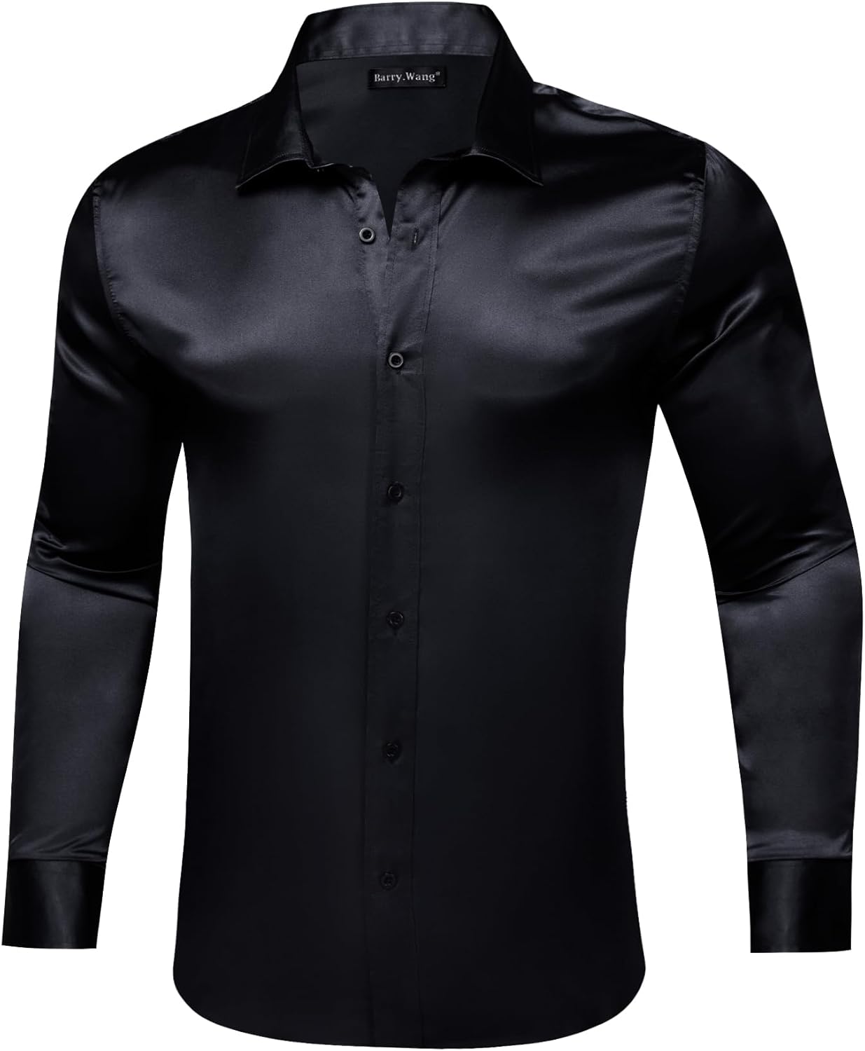 Barry.Wang Mens Stretch Dress Shirts Solid Long Sleeve Button Down Shirts Formal Casual Business Prom Party Wedding - Image 3