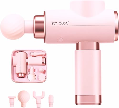 Pistola de masaje para mujer, masajeador muscular rosa con carga USB-C para aliviar el dolor de espalda, cuello y hombros, súper silencioso y