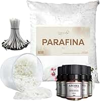 Kit Completo para Produção de Velas Artesanais - 1k Parafina + Essência Premium 30ml + 25 Pavios com Ilhós 2mm (AROMA BABY)