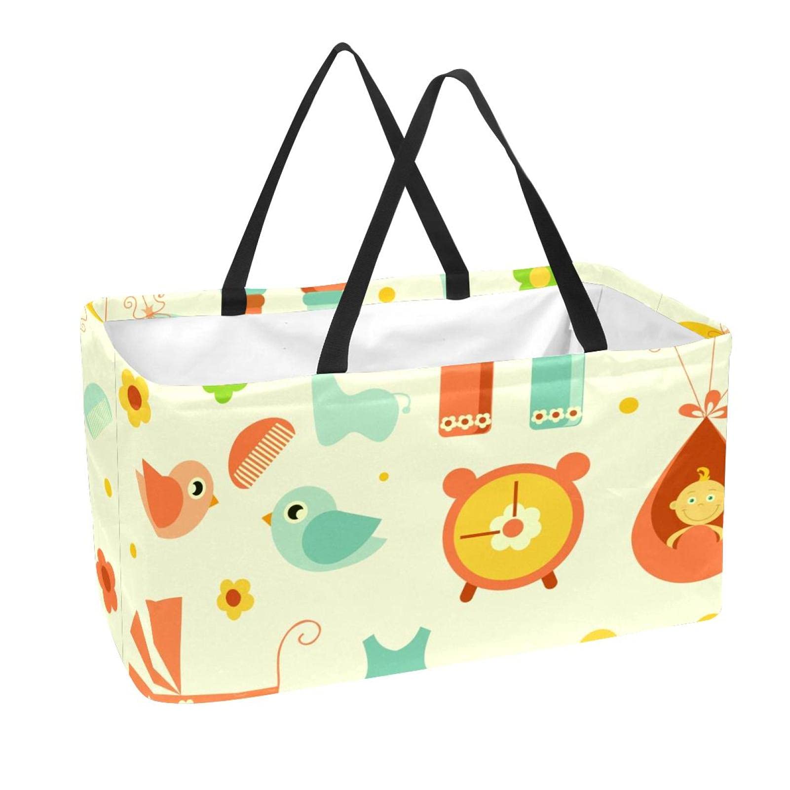 Panier d'épicerie lavable bleu ananas pour vos courses au marché de 56 cm