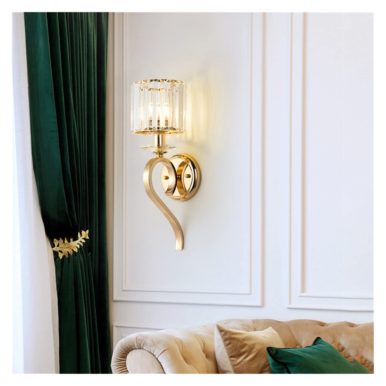 ZTCHSENZT Wall Sconces, Glass Wall Lamp Luxury Copper Indoor Wall Light Decor LED Nordic Sconce for Dining Living Room Bedroom Restroom Aisle Stair,Dia15cmh52cm-warmwhite