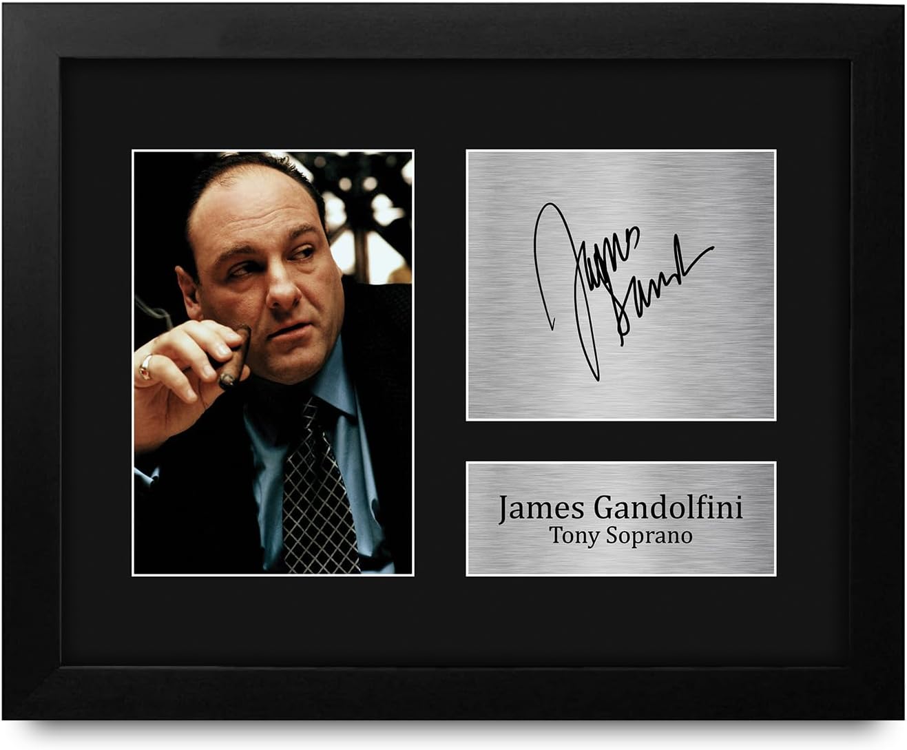 HWC Trading James Gandolfini Sopranos Tony 16 x 12 inch (A3) Printed Gifts Signed Autograph Picture for TV Show Fans - 16" x 12" Framed
